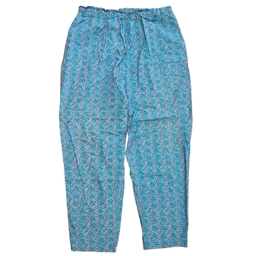 L.L.Bean vintage lounge cotton pj pants 80s blue purple casual womens large pj